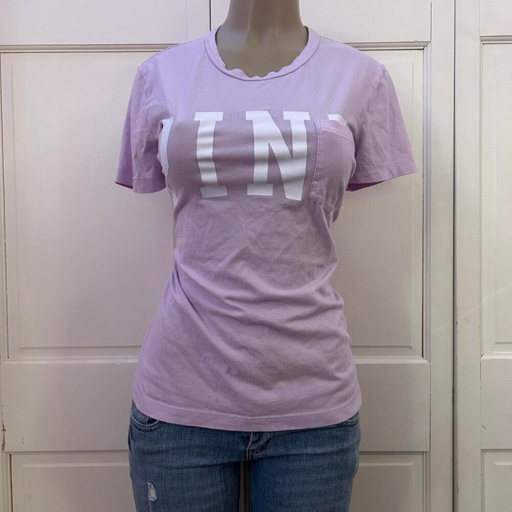 PINK Victoria's Secret Lilac Short Sleeve Logo Pocket Tee